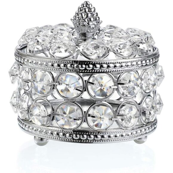 ✨Hipiwe Women Silver Crystal Mirrored Jewelry Box Trinket Organizer Box Decor - Picture 1 of 9